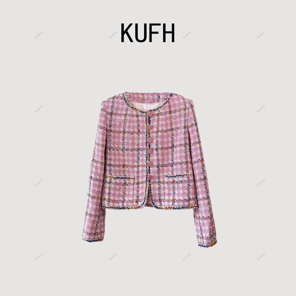 KUFH【粉色海洋】高级感轻奢百搭高回头率复古小香风女装上衣K8810