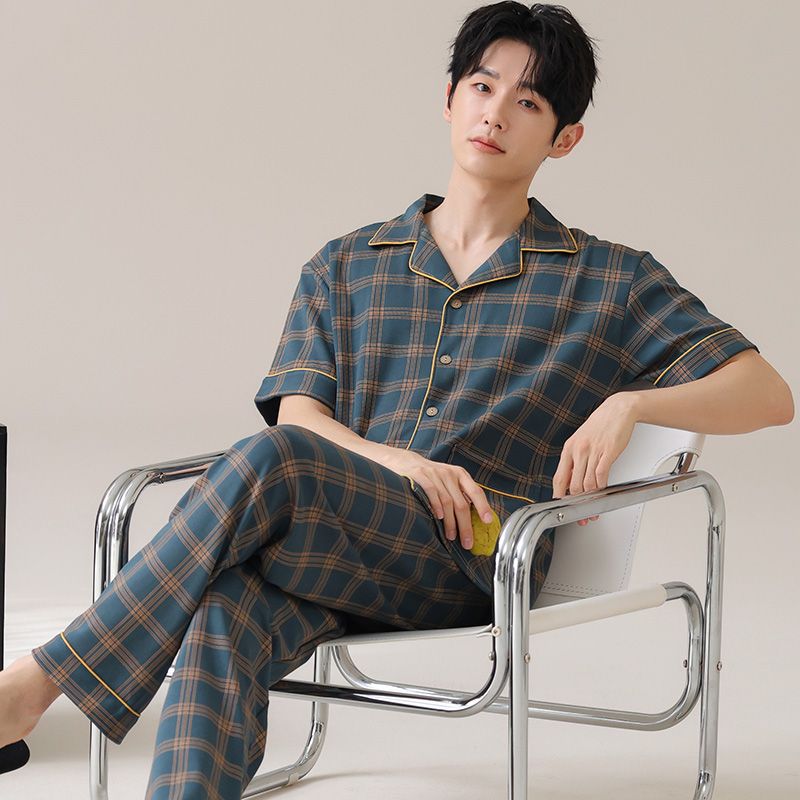 夏季家居服套装卡通纯棉情侣睡衣男士春秋薄款家居服韩版宽松