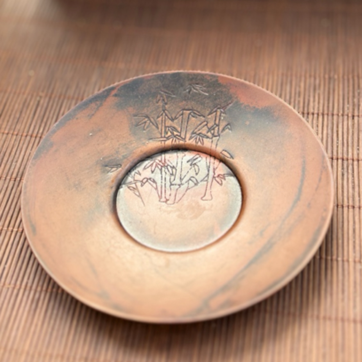  【大苏铜器】紫铜定制杯垫香碟香盘茶托手工雕刻塔香沉香香座用品