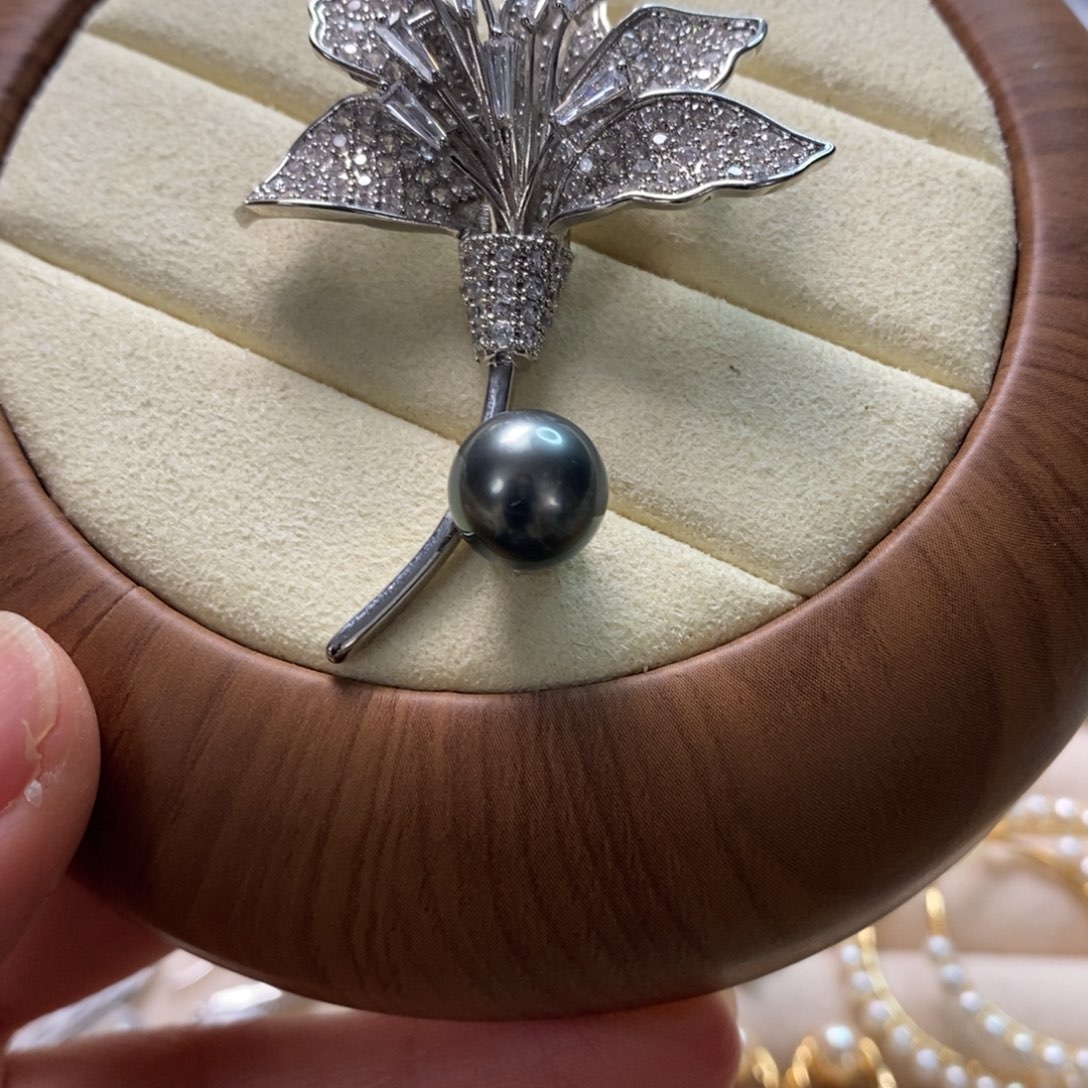 海水珍珠胸针合金