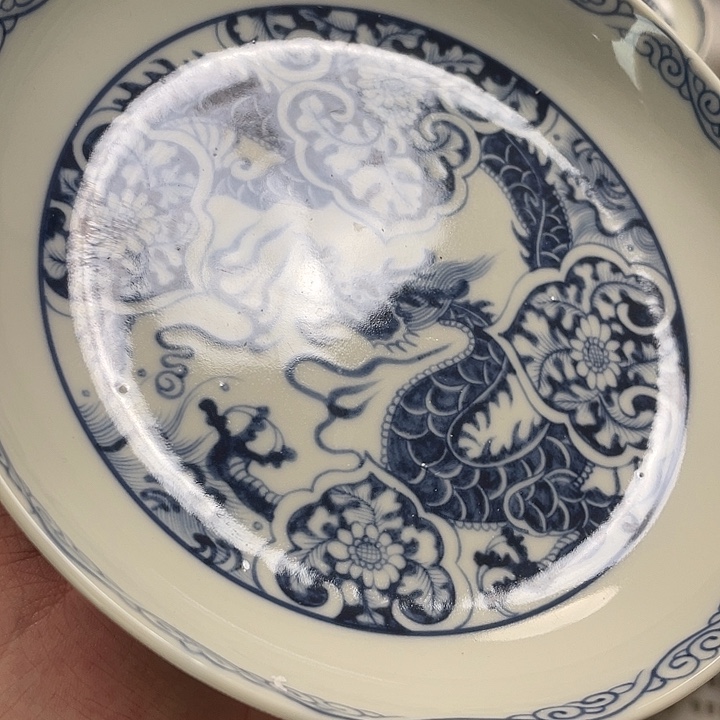 瓷片景德镇青花如意穿花龙大壶承