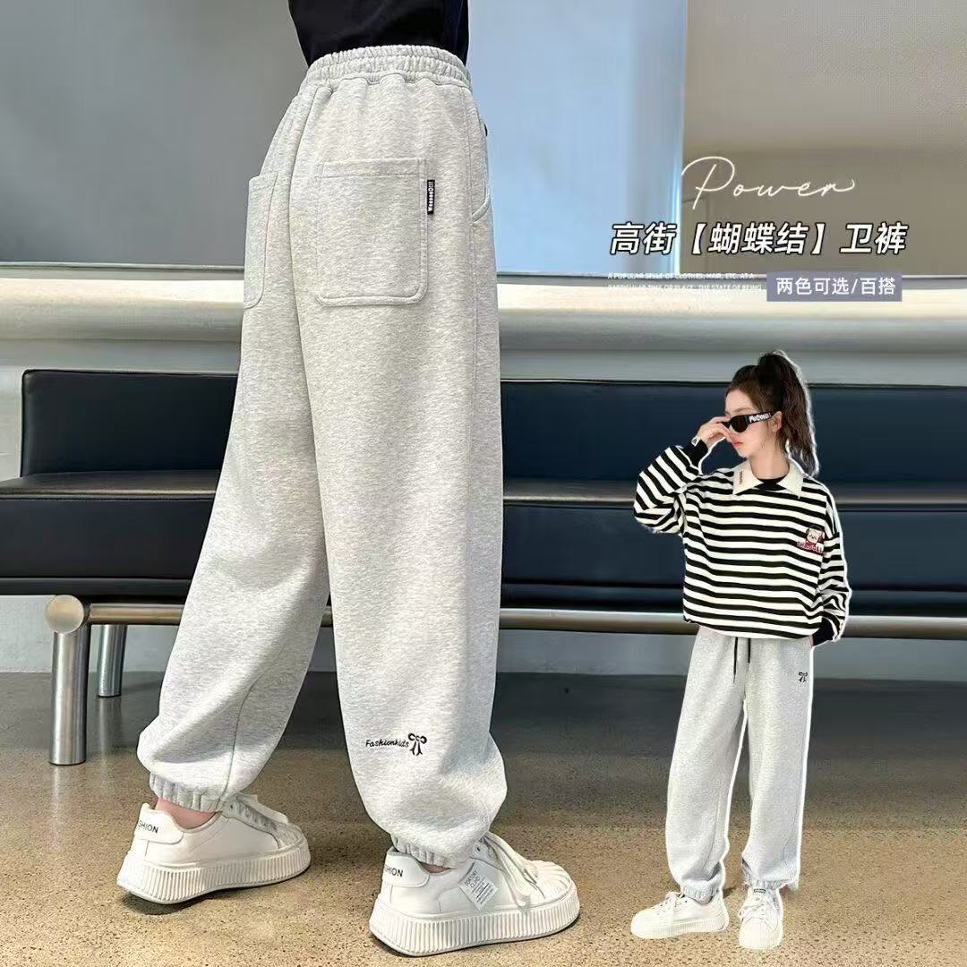 女童裤子秋装运动裤2025新款初中生女孩卫裤女大童初秋束脚休闲裤