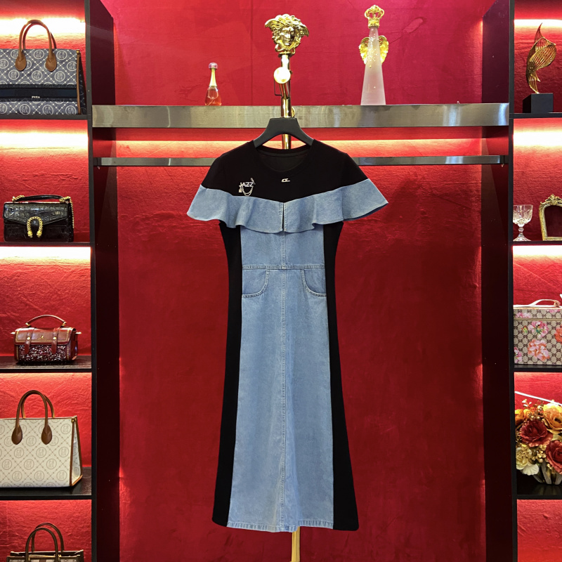 青仓【夏夏专属】海岛风季气质收腰褶皱显瘦开衩连衣裙 1324