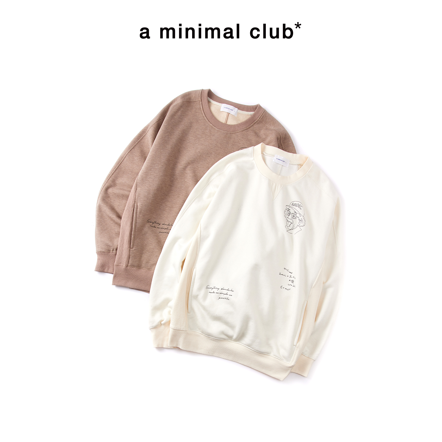 a minimal club【远红外发热】印花卫衣不对称设计抓绒卫衣AM5BST03