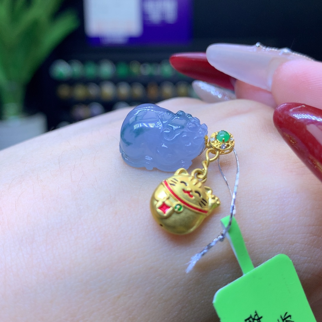 翡翠颈饰18K金镶嵌天然