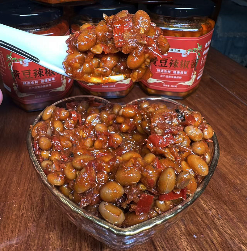 黄豆辣椒酱闷豆子安徽河南湖南香辣腊八豆西瓜酱豆即食下饭黄豆酱