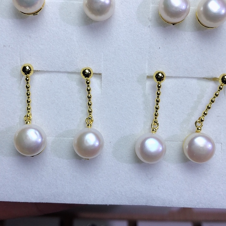 淡水珍珠耳饰银S925镶嵌