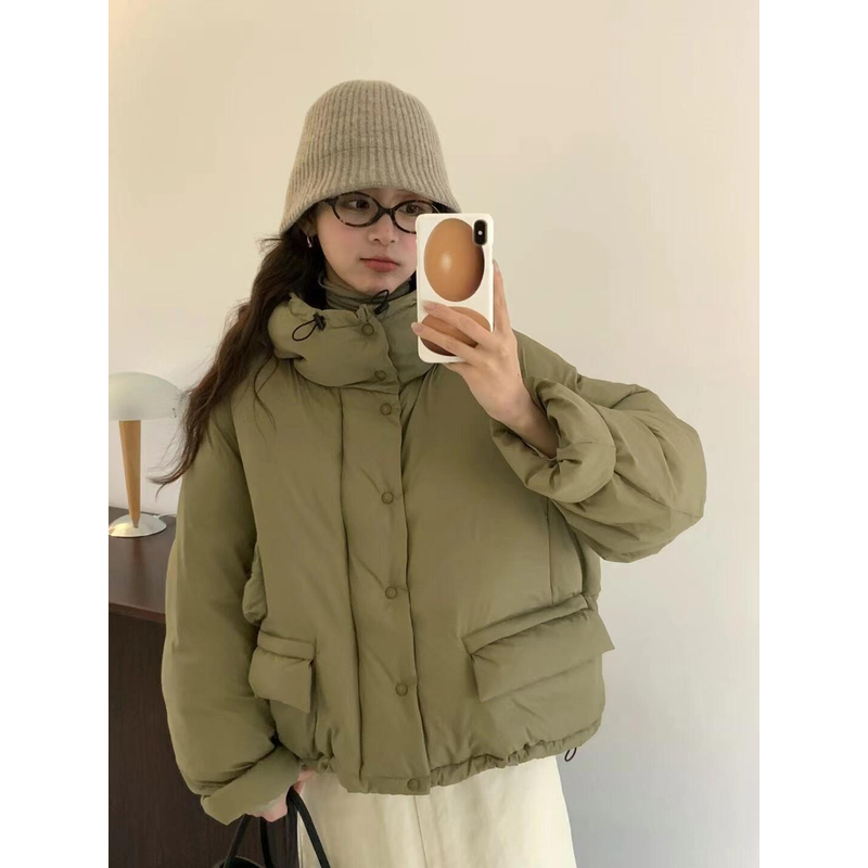 【短款连帽鹅绒服】韩单eg*秋冬蛋壳小个子羽绒服面包服