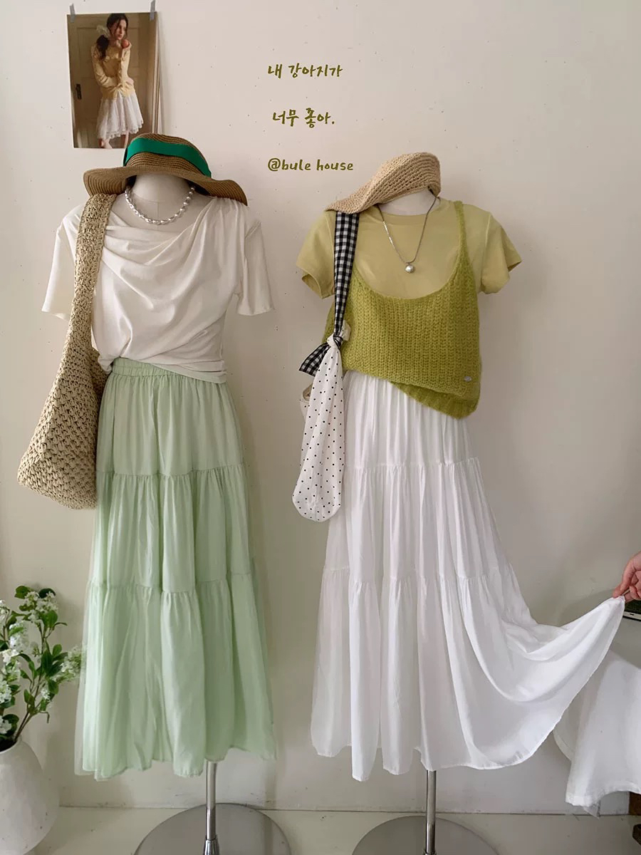 宠粉福利 棉料糖果色文艺长裙