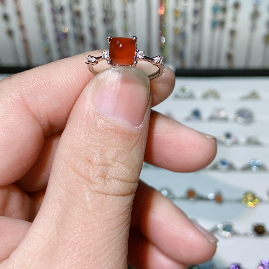 绿水晶戒指银S925镶嵌