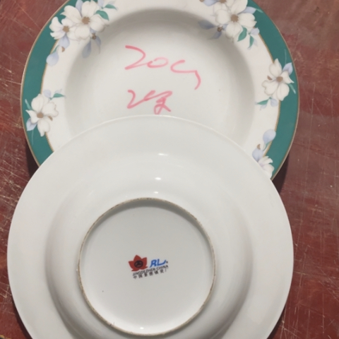 碟景德镇红叶陶瓷8英寸深盘2个高岭土