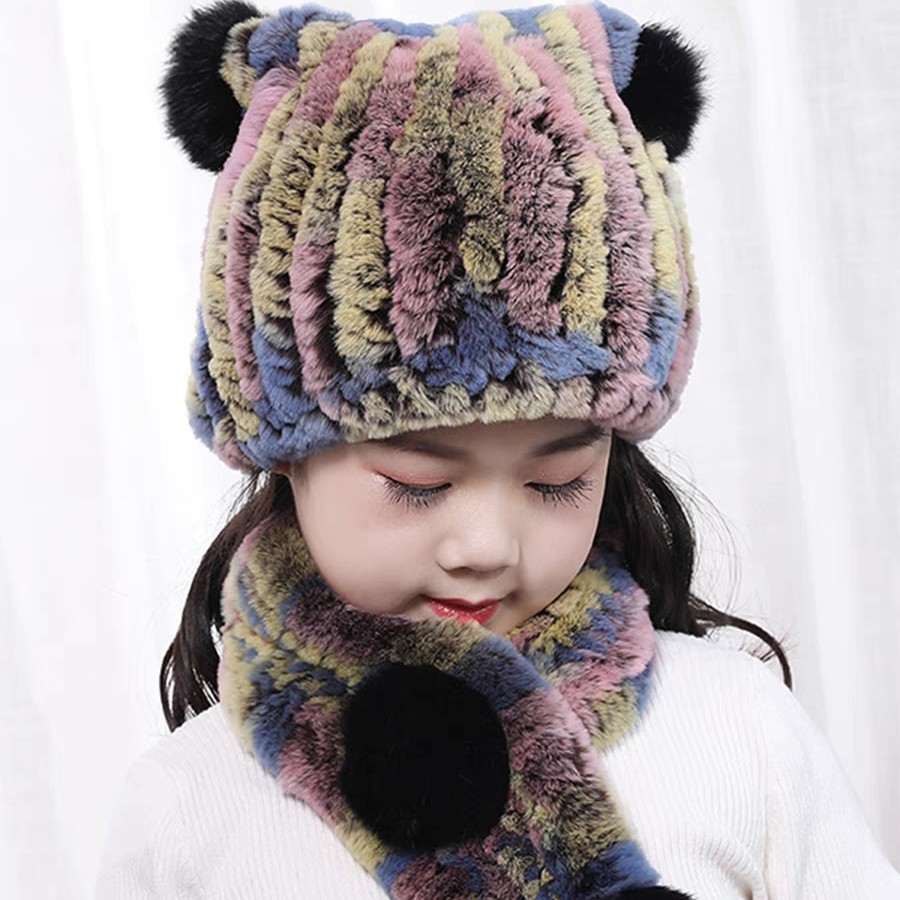 獭兔毛围巾帽子【颜色随机直播间为准】