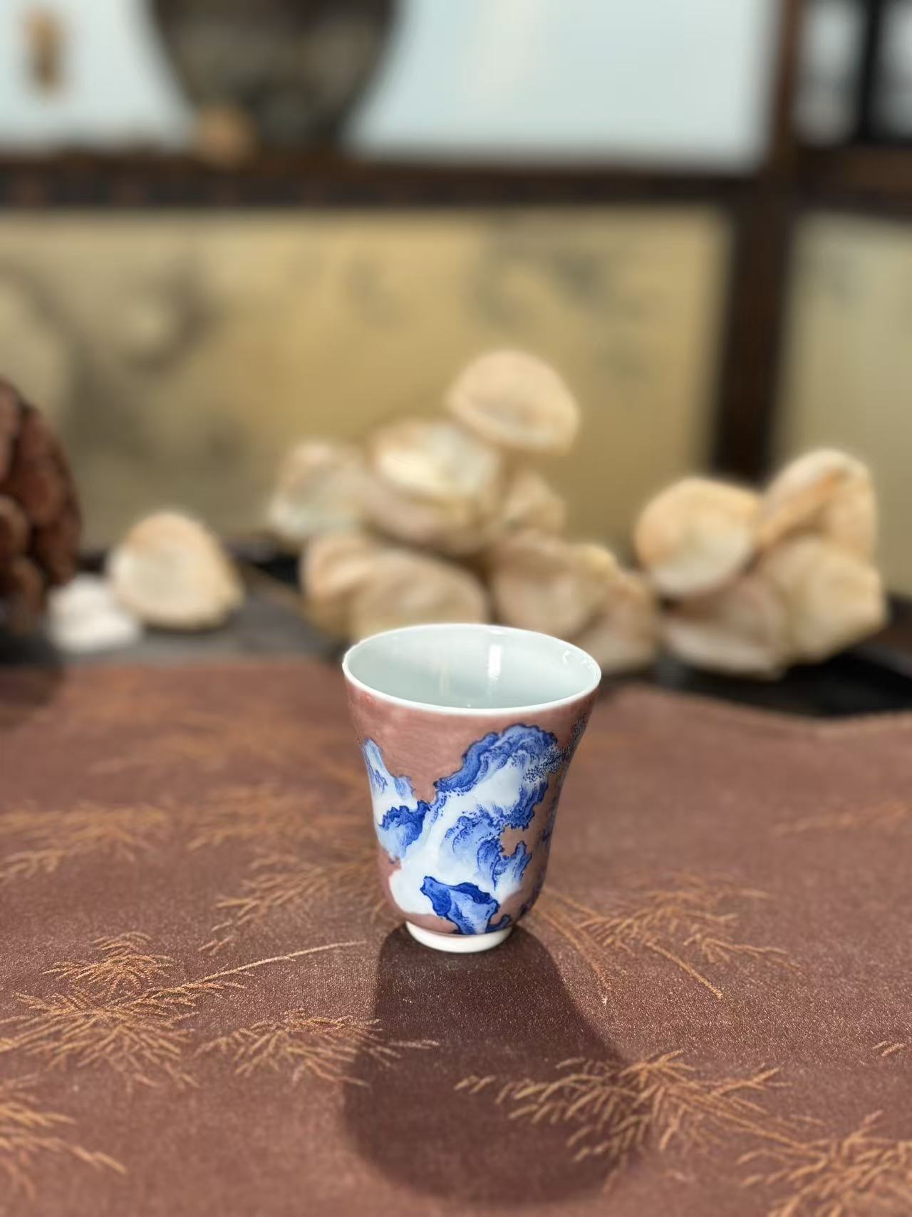入云庐 釉里红山水闻香杯