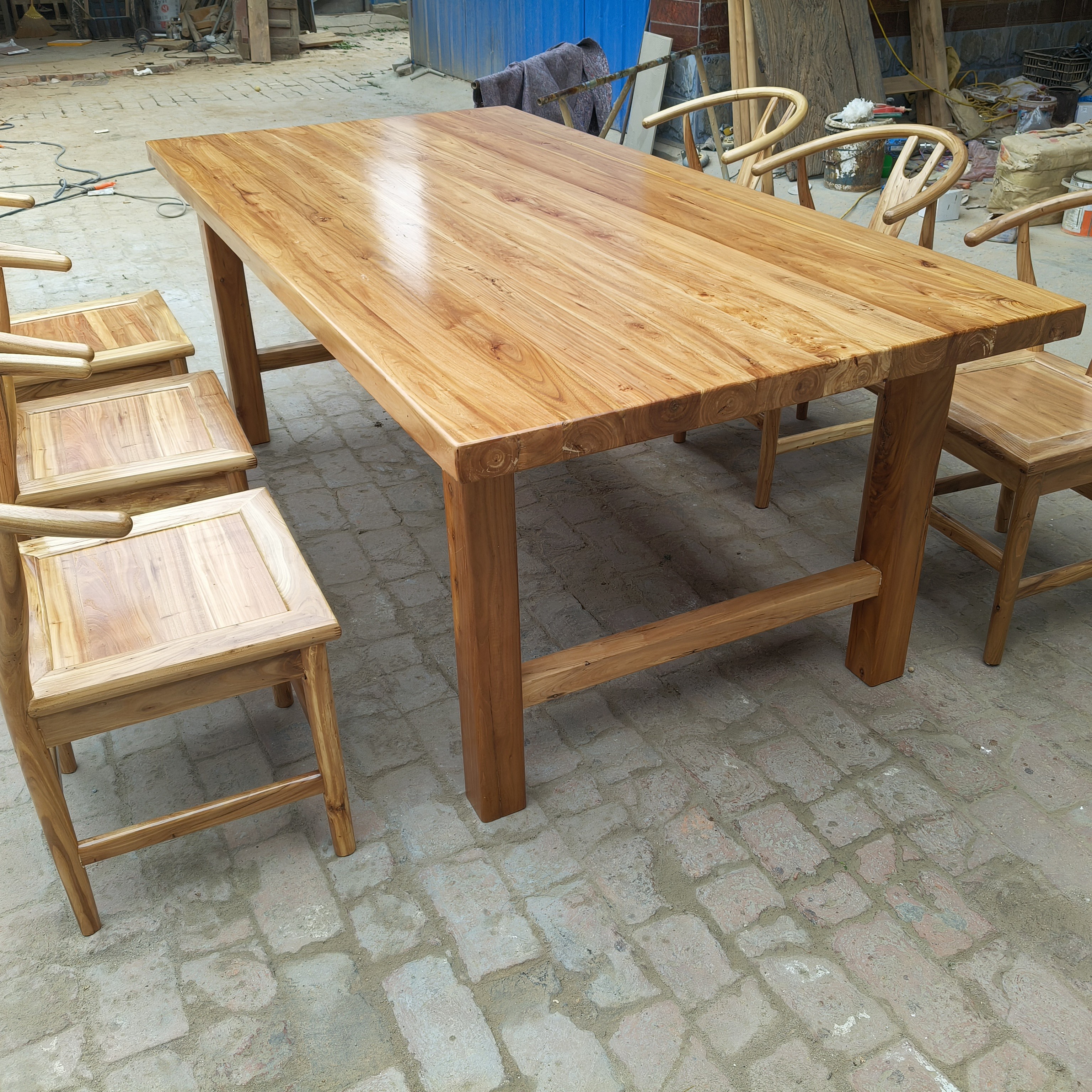 老榆木桌会议桌子茶桌餐桌折叠实用办公桌台案家用复古长方形实木