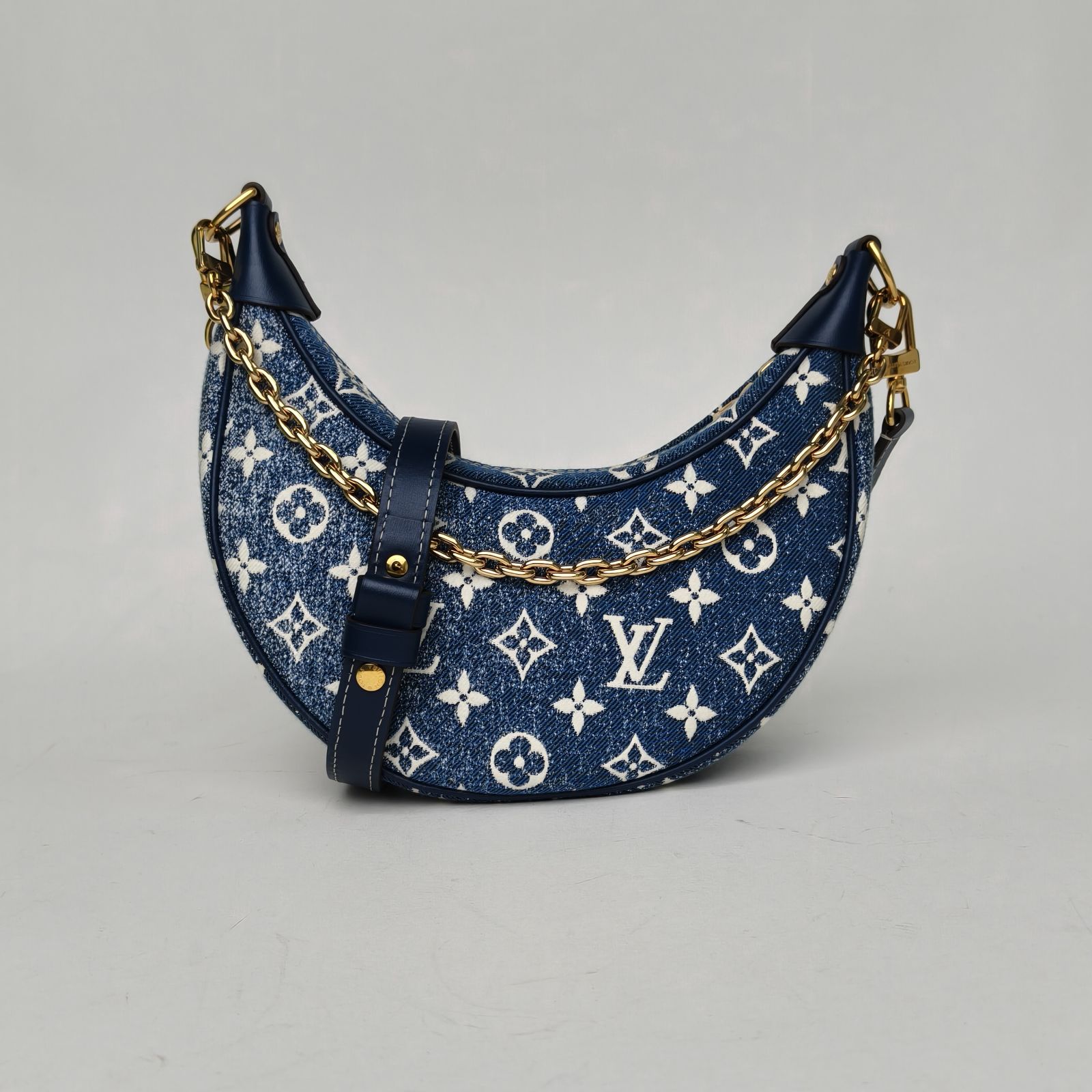 99新 LouisVuitton/路易威登 小花柳 Loop 豌豆包 牛仔蓝 芯片