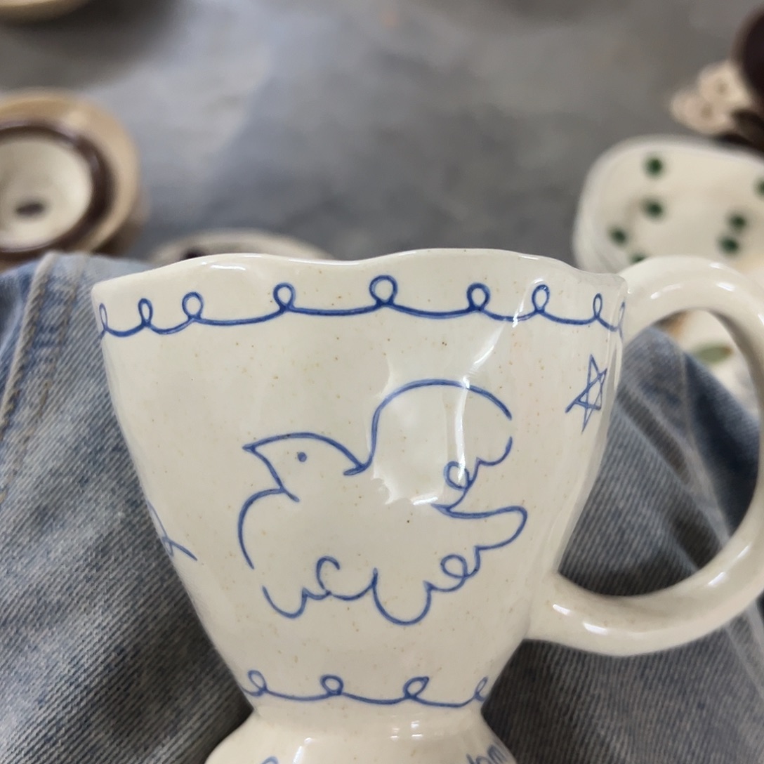 搪瓷微瑕飞鸽杯一个