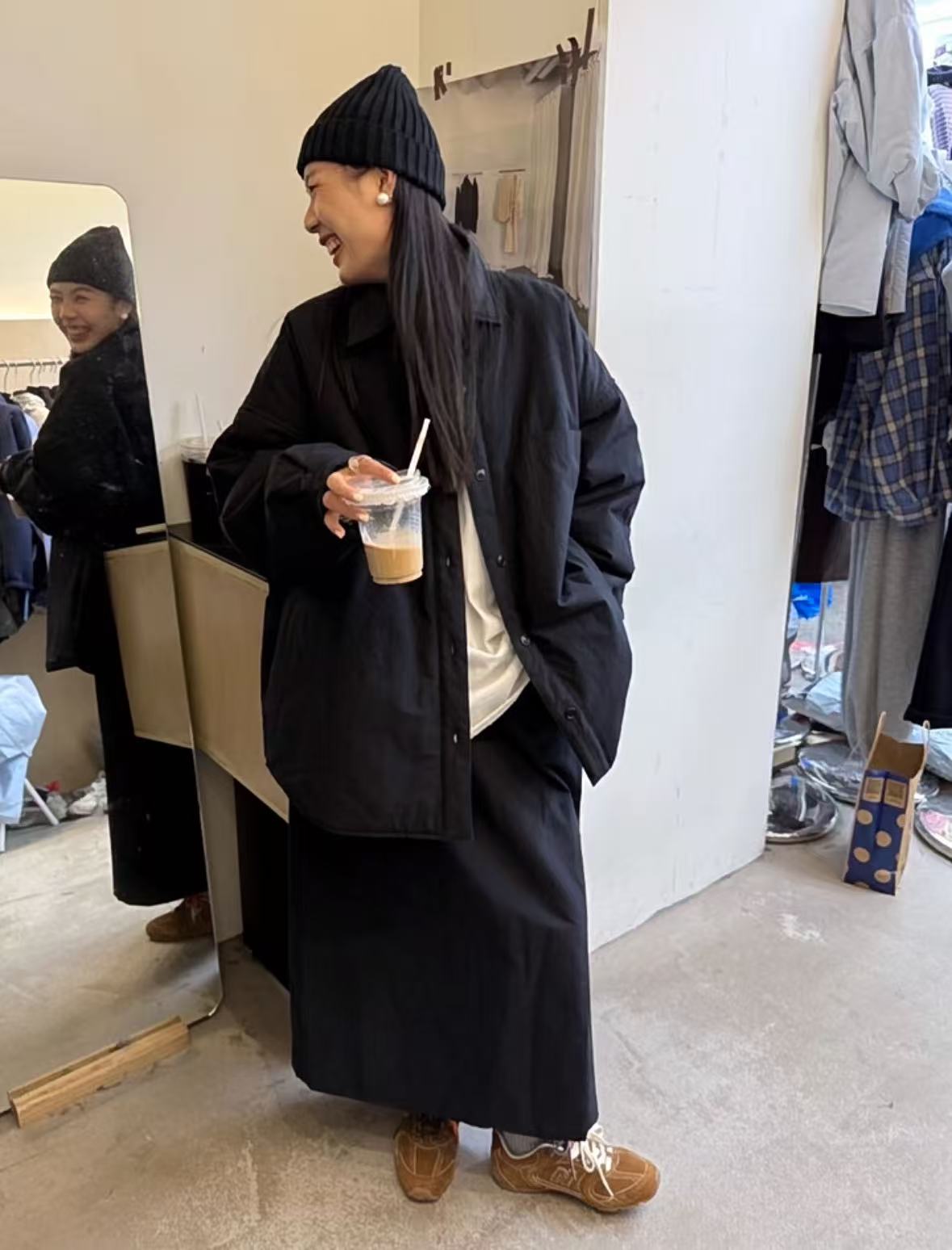 纯色按扣衬衫外套