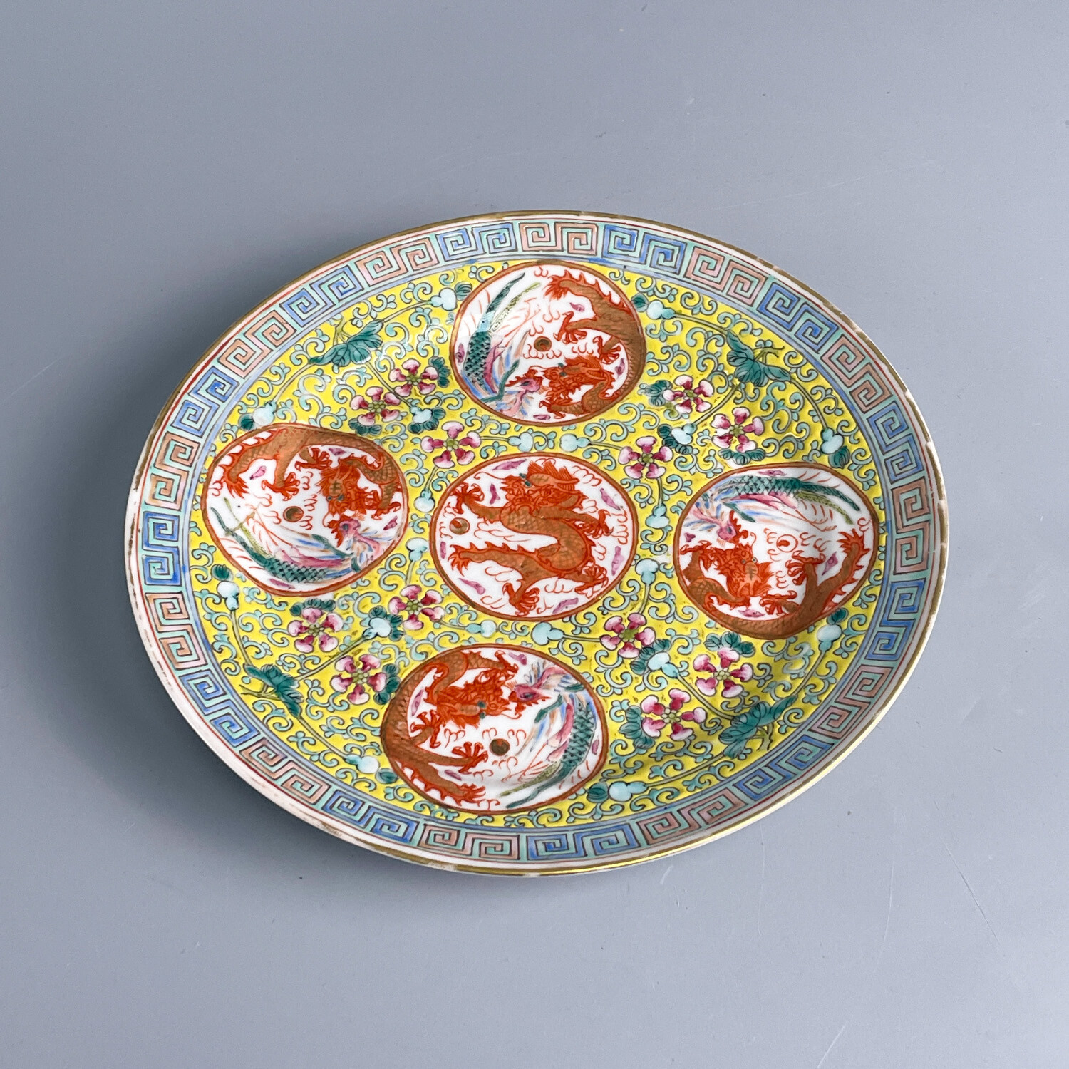 瓷器/古董民国团龙团凤纹盘-M2XLK003936/收藏/文物/绣花张
