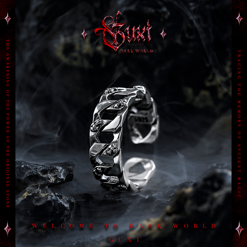 GUXI/古西 925银戒指 【征服】手工复古做旧戒指男生简约开口高级感