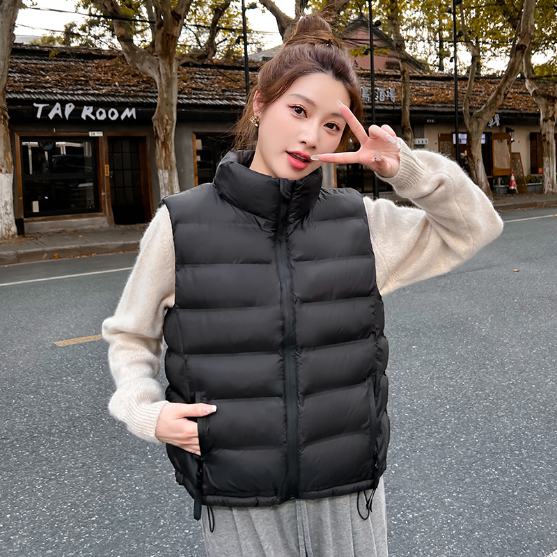 秋冬季轻薄排骨立领马夹2025新款宽松修身保暖棉马甲短款无袖坎肩