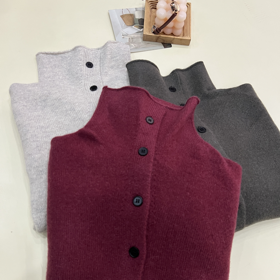 绒品 韩系纯色加厚小立领开衫针织衫