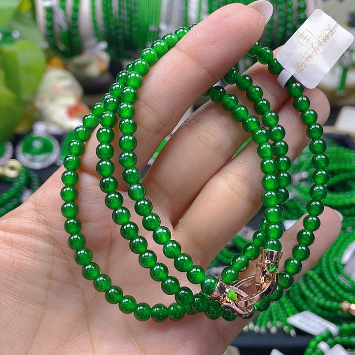 翡翠颈饰未镶嵌圆珠项链5