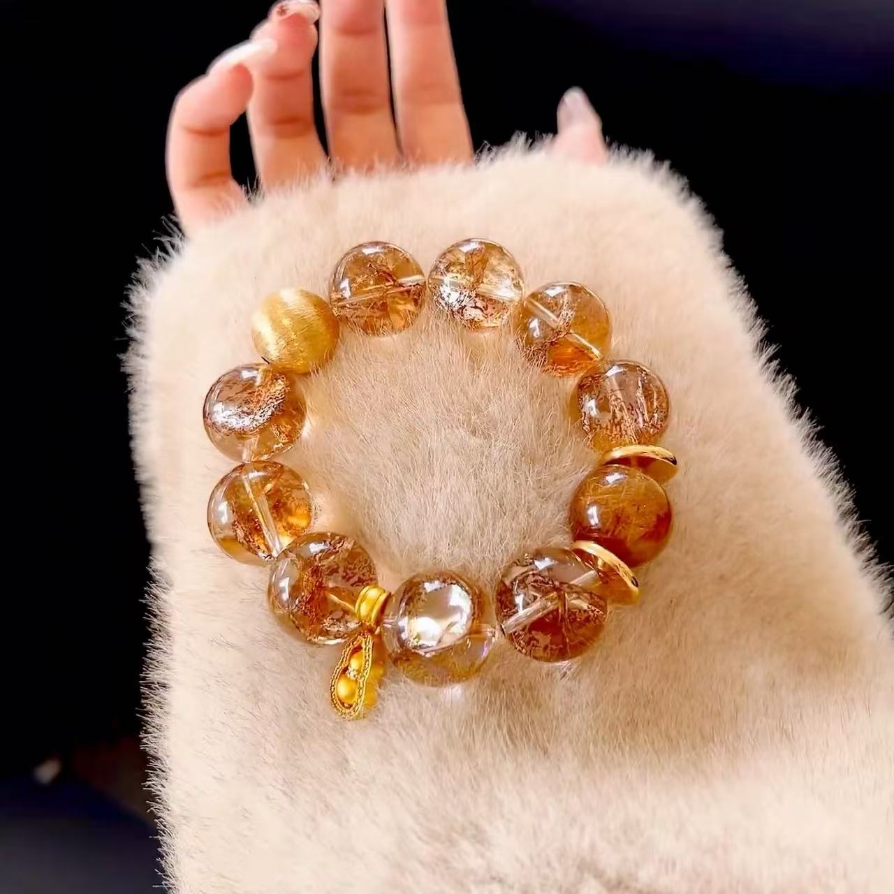 y582天然金箔锦鲤原创水晶手链多样性发一