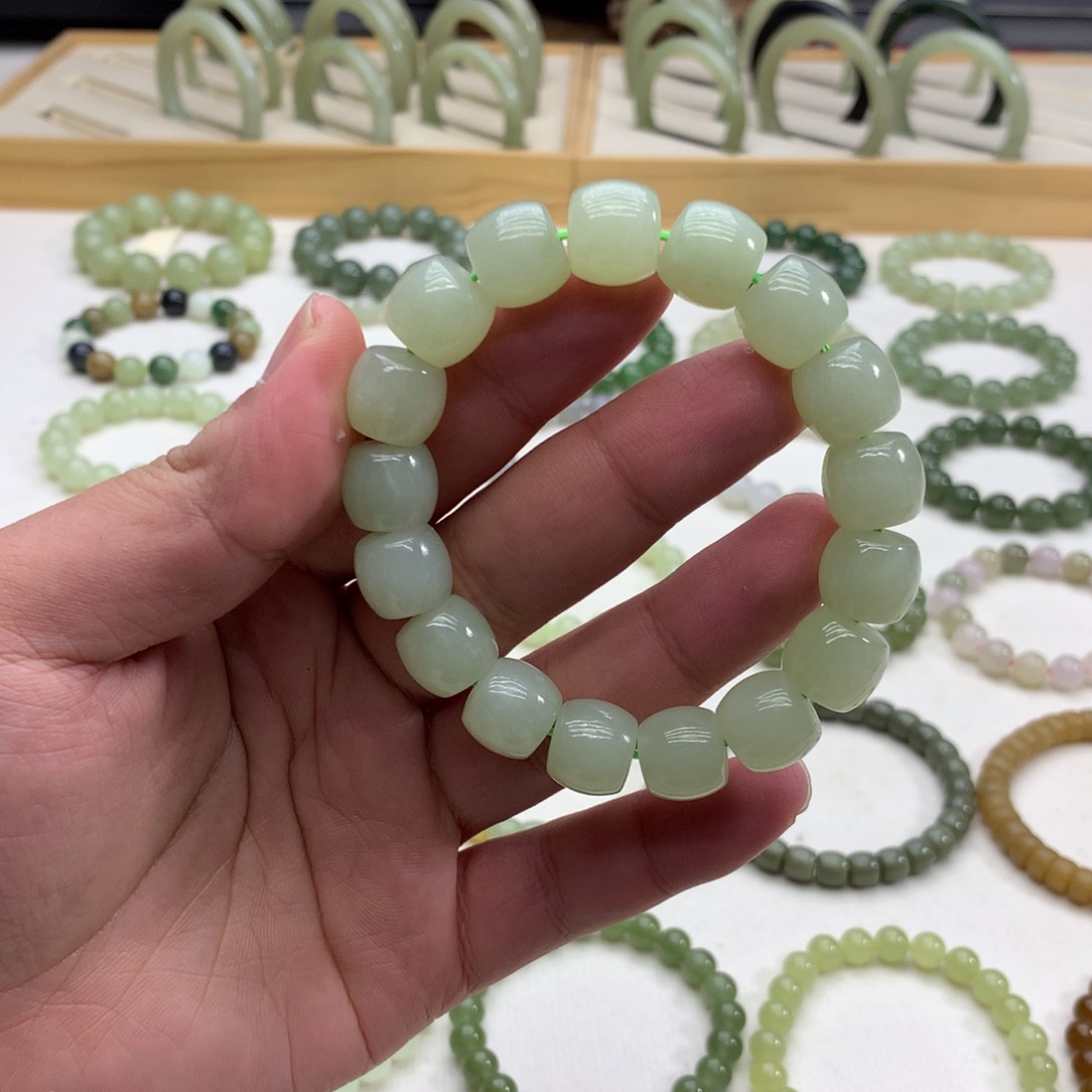 和田玉手串（直切晴水12.8）未镶嵌