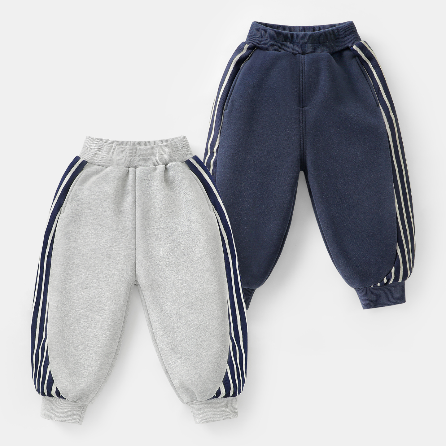 男童拼条加绒加厚运动长裤休闲卫裤新款冬装儿童宝宝裤子U16891