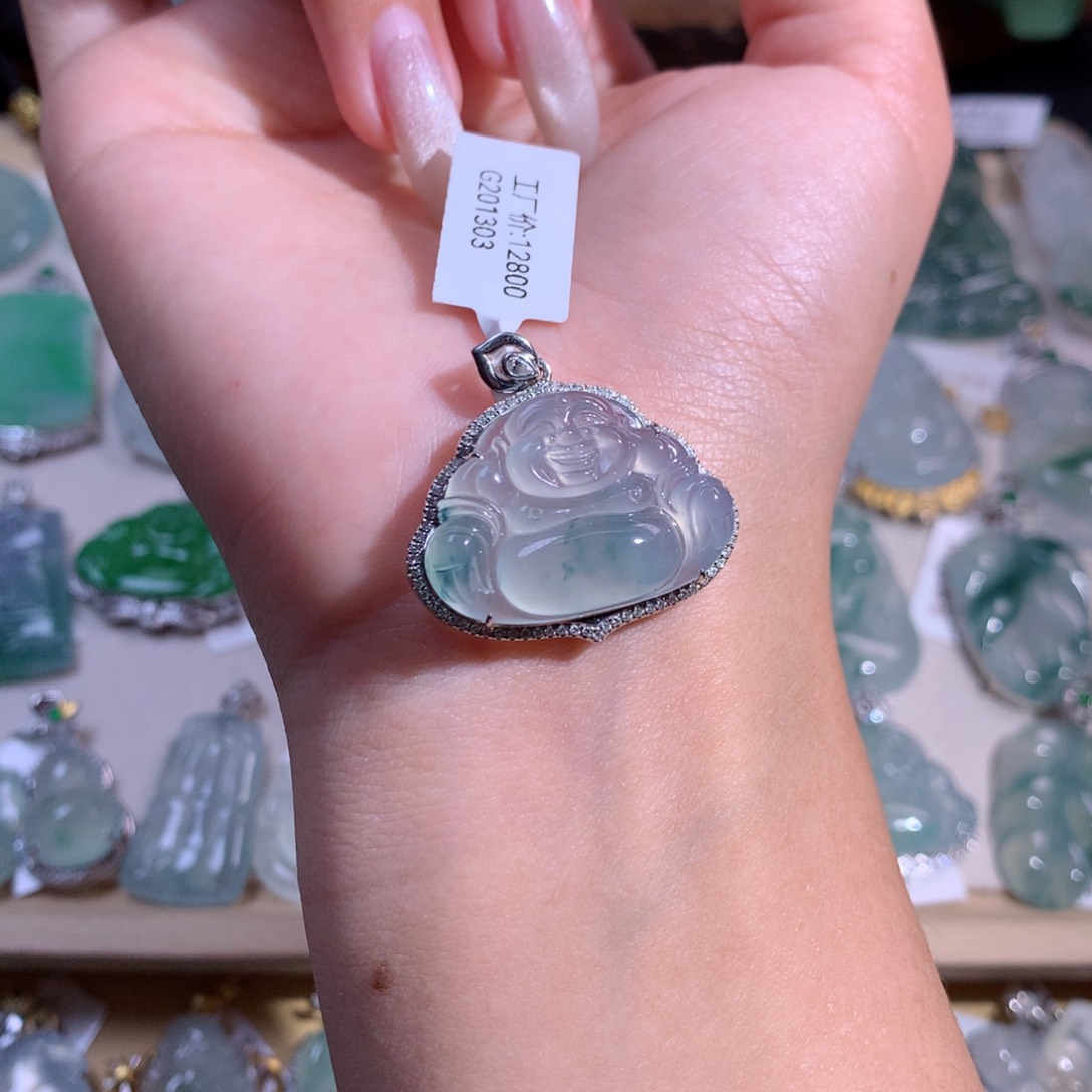 翡翠吊坠(不含链)18K金镶嵌