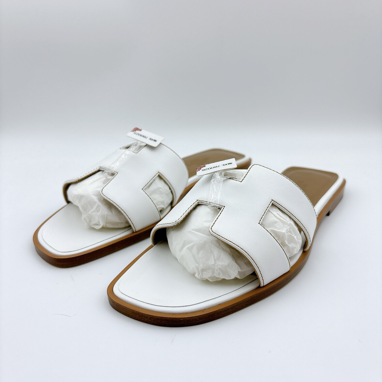 全新未使用 Hermes/爱马仕 37码/经典白色H拖/BM00177