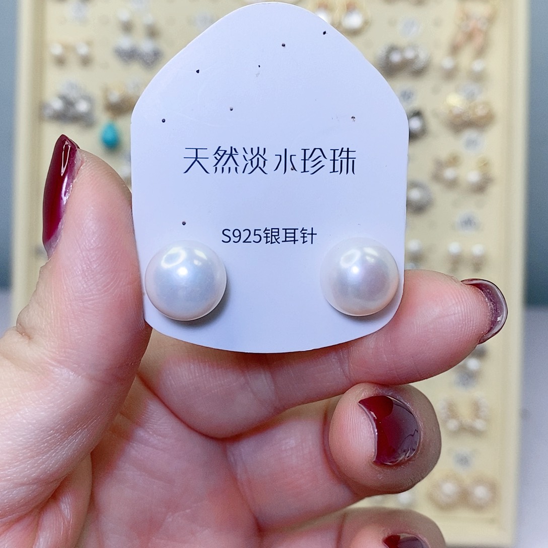 淡水珍珠耳饰银S925镶嵌