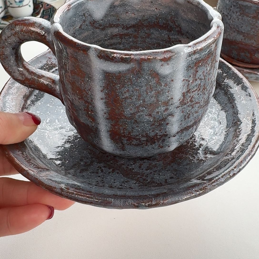 瓷片志野烧280毫升咖啡杯碟