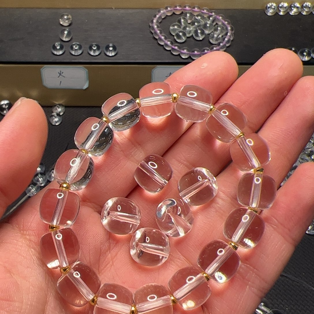 水晶手链未镶嵌阿***阿白水晶11mm全净体老型珠手链