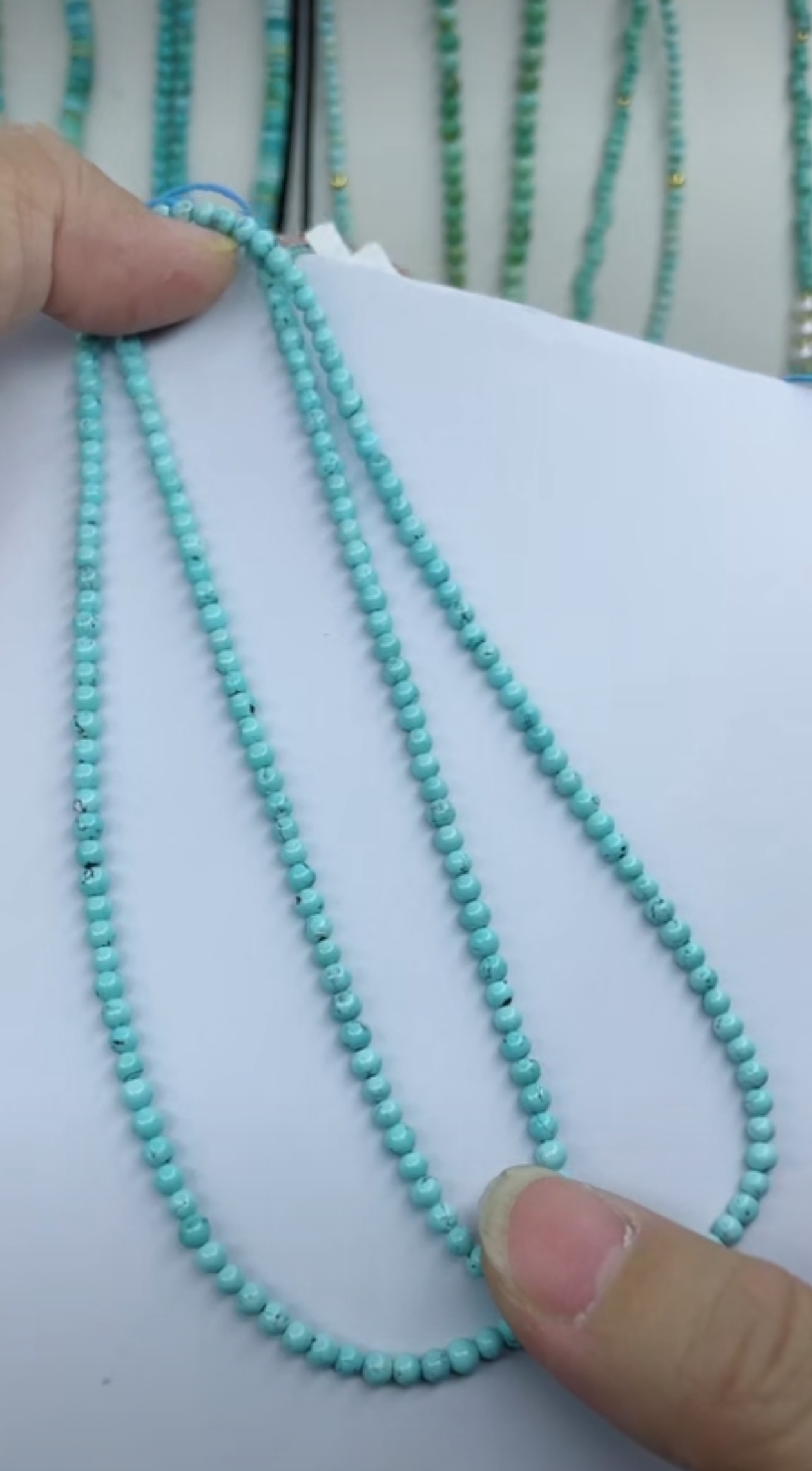 天然原矿绿松石米珠链