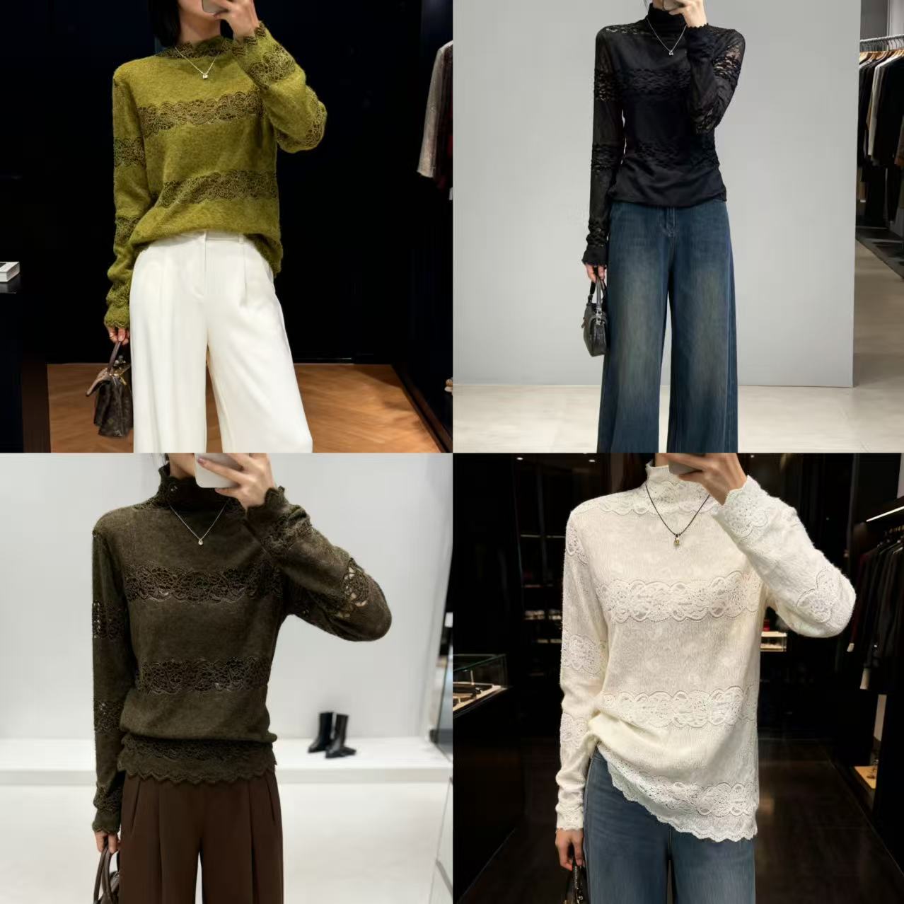 胸92-140长71新中式毛感镂空植绒高级感T恤气质时尚 4173