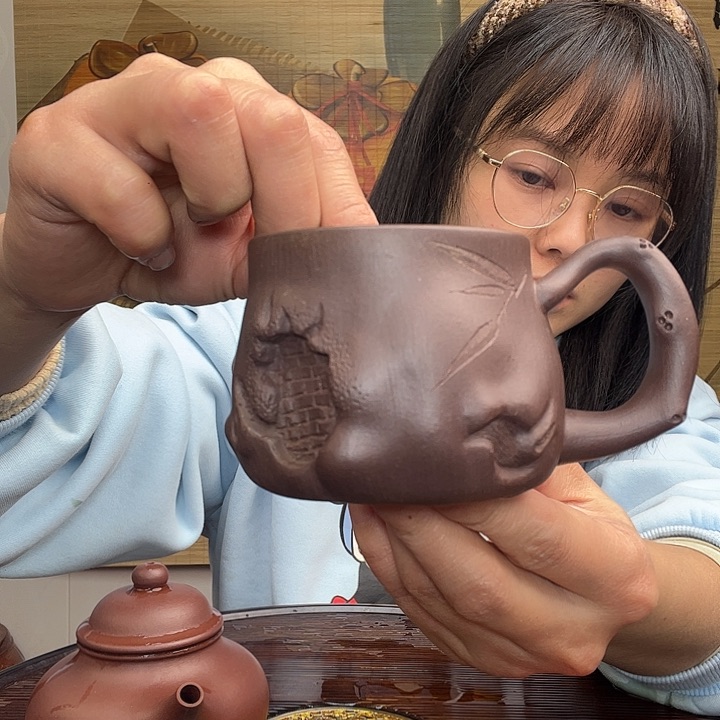 紫砂茶杯原矿紫砂杯