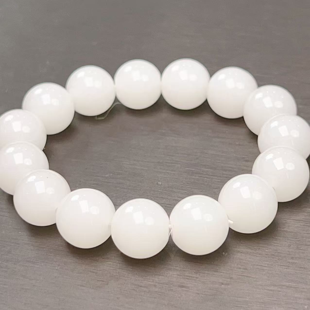 和田玉白手串卡14A0132