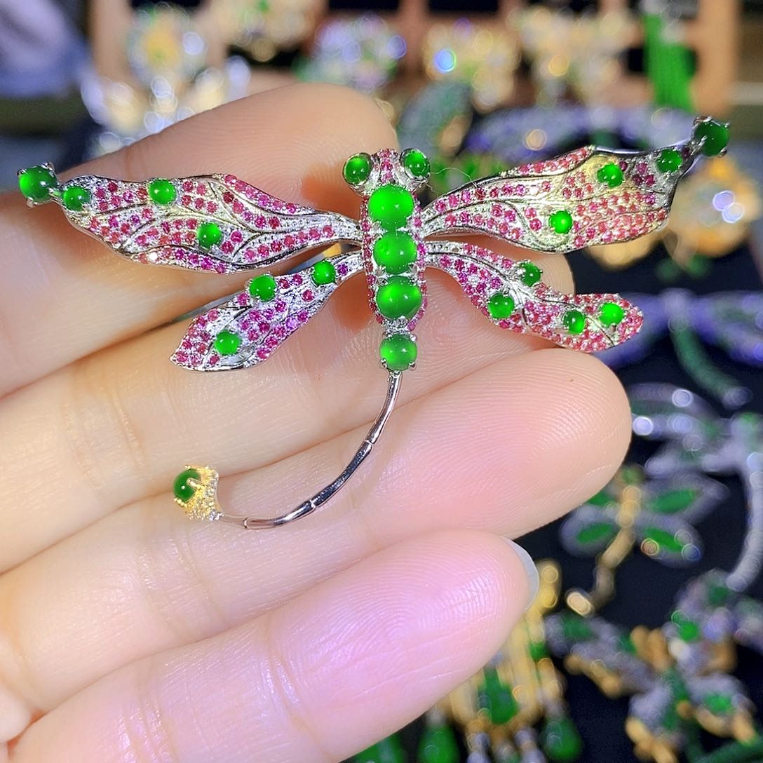 吊坠(不含链)银S925镶嵌翡翠