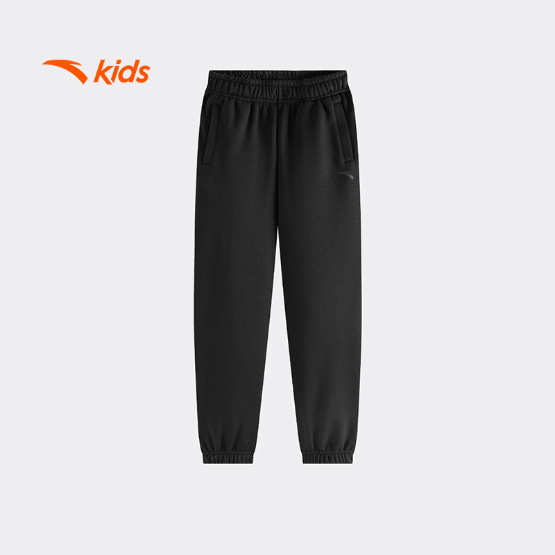 安踏儿童男女童针织运动长裤2025冬款上新舒适保暖中大童加绒裤子