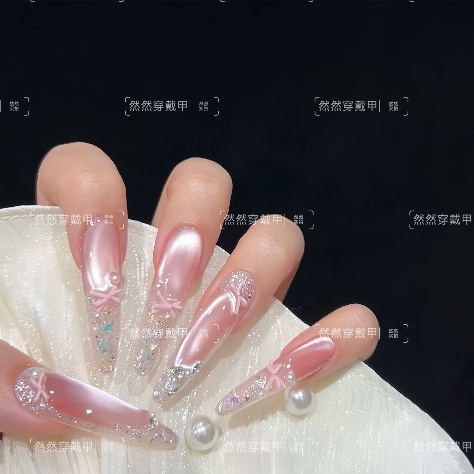 【百变小樱】纯手工穿戴甲爆款2025美甲显白气质法式猫眼款美甲