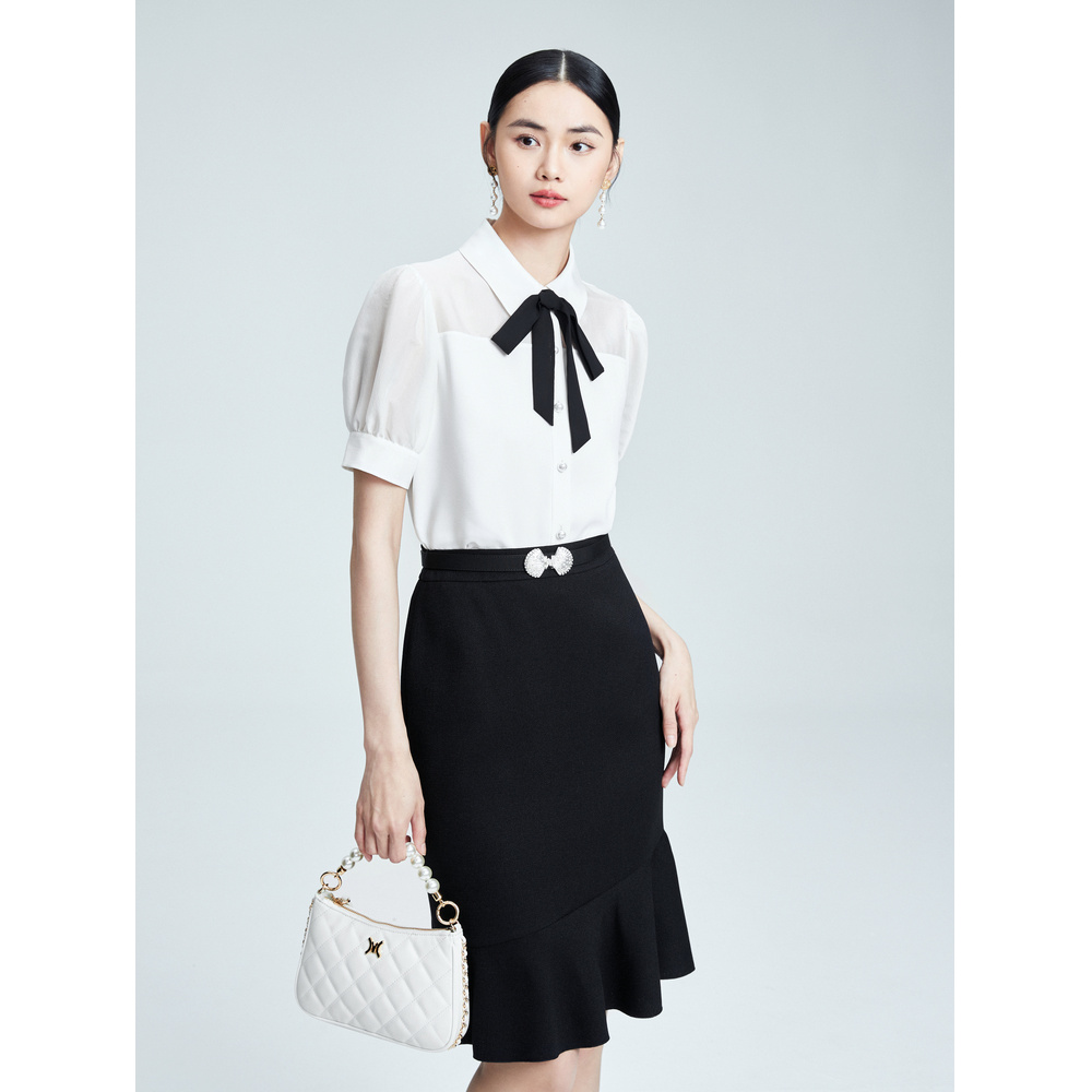 【李老板专属】【陈瑶同款】MOJO莫佐浪漫甜美小黑裙2024新款修身气质