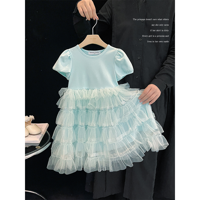 辰辰妈【冰雪】女童公主礼服裙亮片蛋糕裙网纱裙 6208D