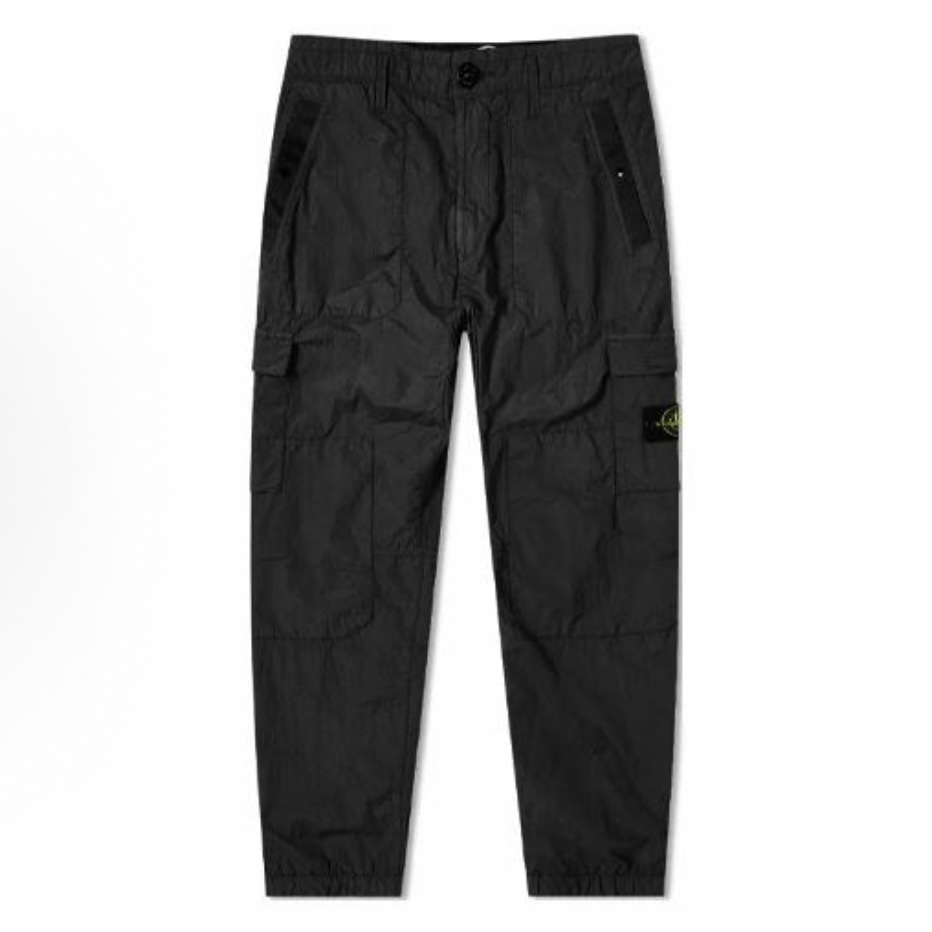 95新 STONE ISLAND 泡泡砂面料黑色长裤 33码