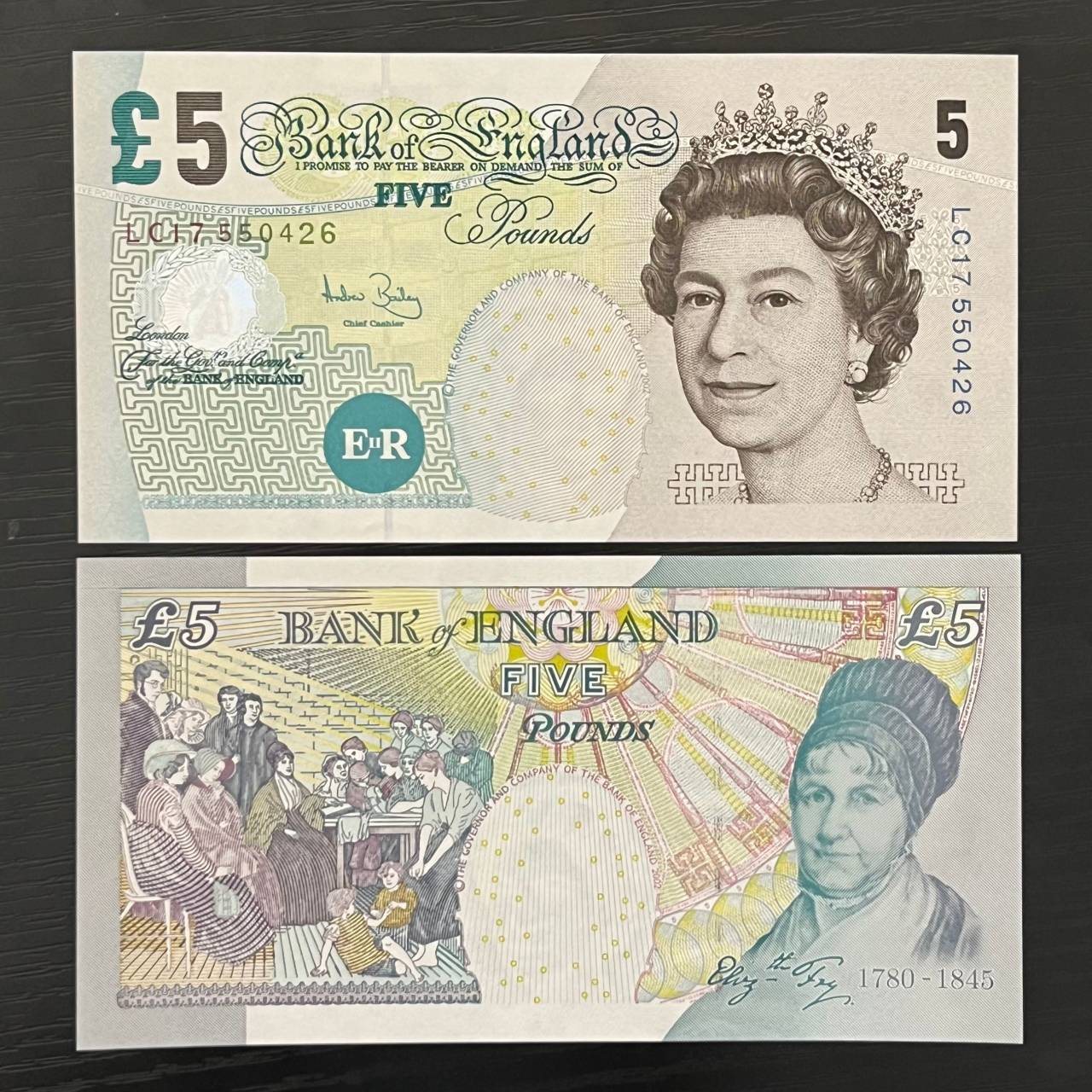 英国5镑纸币 2004-11年E序列女王 欧洲外国钱币全新