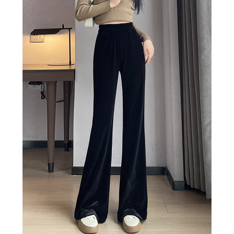 「3个裤长可选」微喇金丝绒裤女秋冬高腰加绒喇叭裤子加厚丝绒闪闪