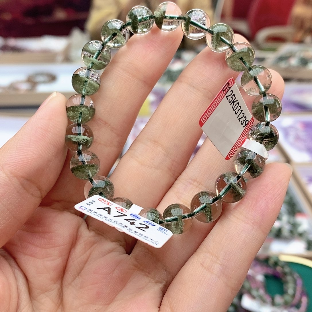水晶手链未镶嵌A742绿幽灵手串