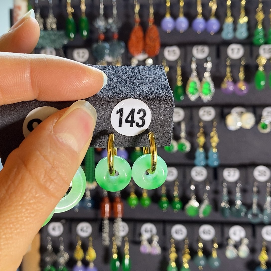 银S925镶嵌翡翠耳饰143