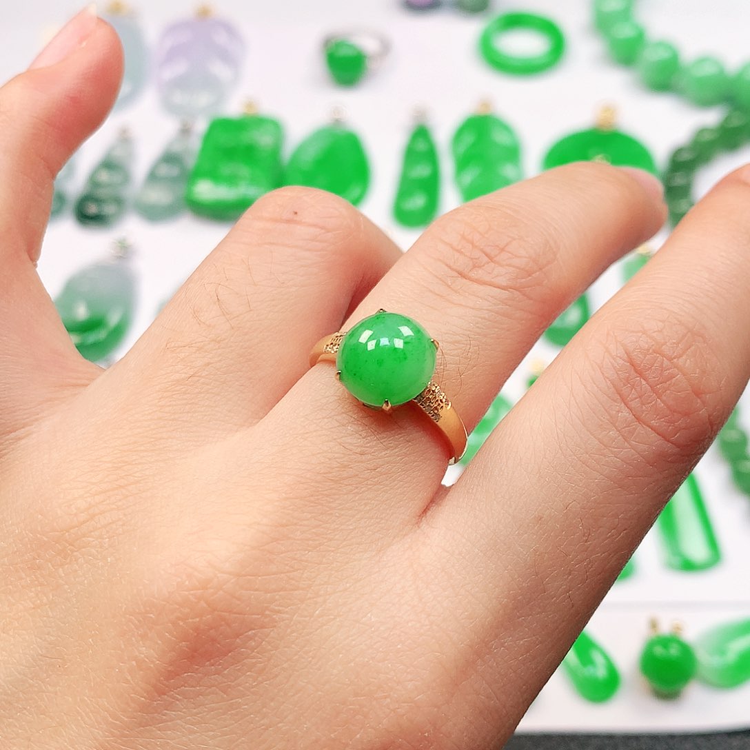 吊坠(不含链)18K金镶嵌翡翠