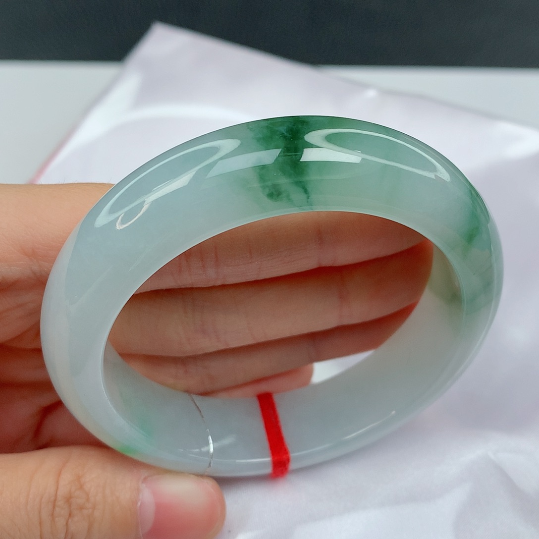 翡翠手镯未镶嵌55.8大轮胎冰润耐看包容入